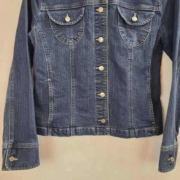 French Cuff Women's (M) Blue Denim Trucker Style Jean Jacket - Picture 3 of 9